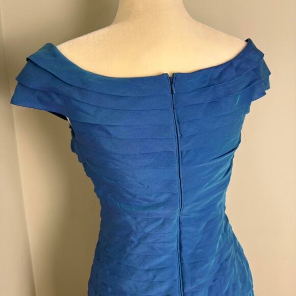Blue Tadashi Collection off the shoulder formal gown dress ruffles tiered - US 2 - Picture 7 of 8